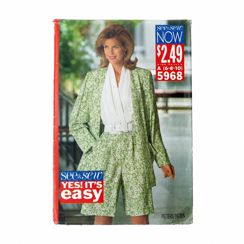 Vintage Butterick See & Sew 5968 Sewing Pattern Jacket Jumpsuit‎ Sz 6-10 1992
